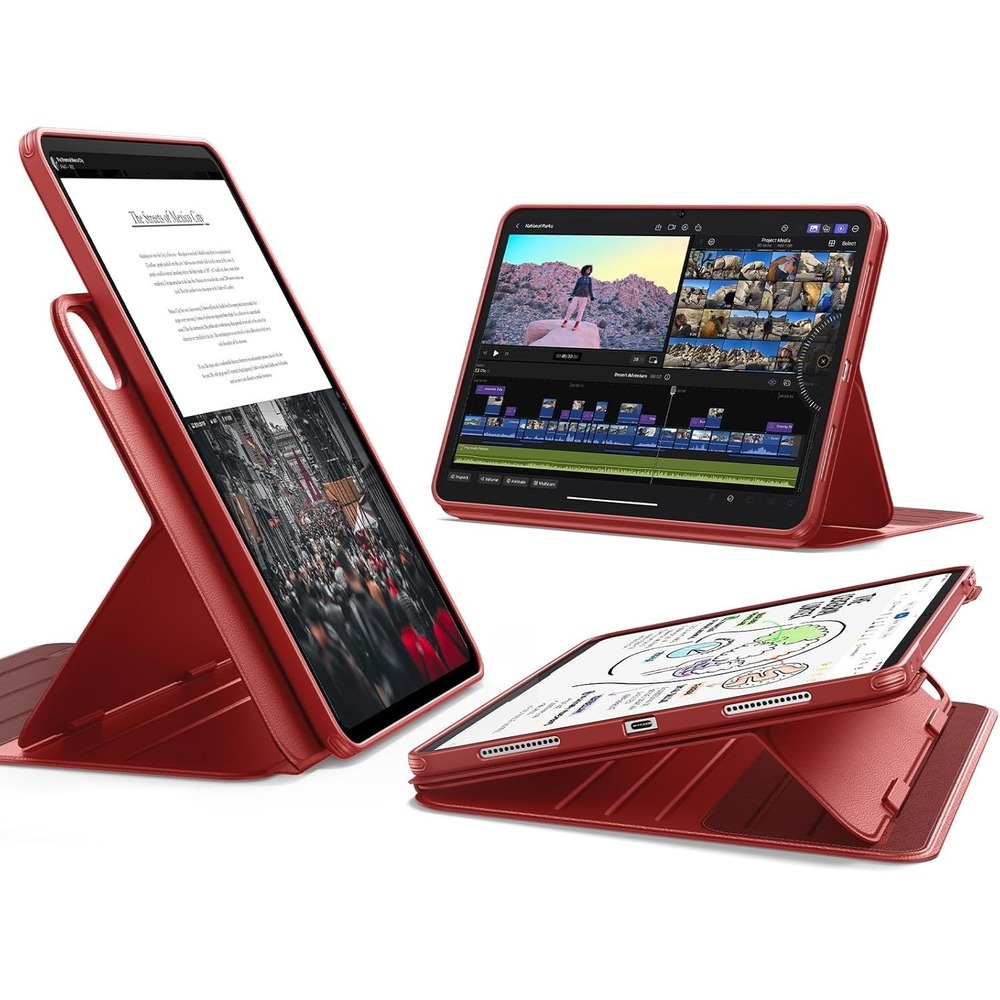 Rotating ESR Case for iPad‎ Pro 11 M5 M4 2025 2024 Red Magnetic Stand